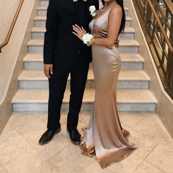 Champagne/Gold Prom Dress - Picture 2 of 2